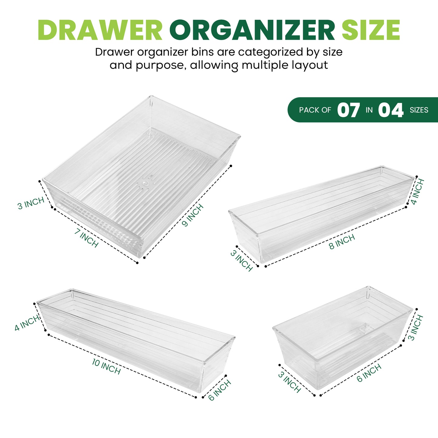 Drawer Organizer Pack of 7