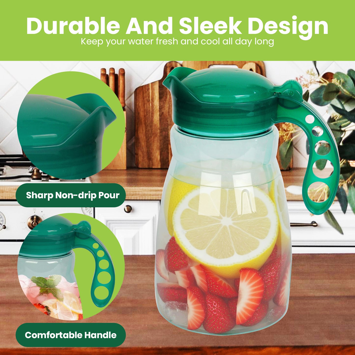 Green 1.5L Citrus jug with handle
