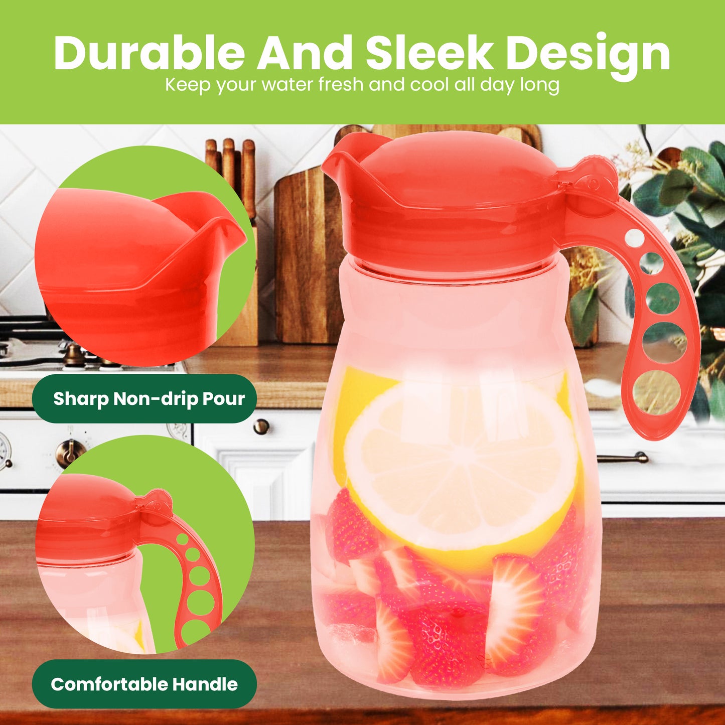 Red 1.5L Citrus jug with handle