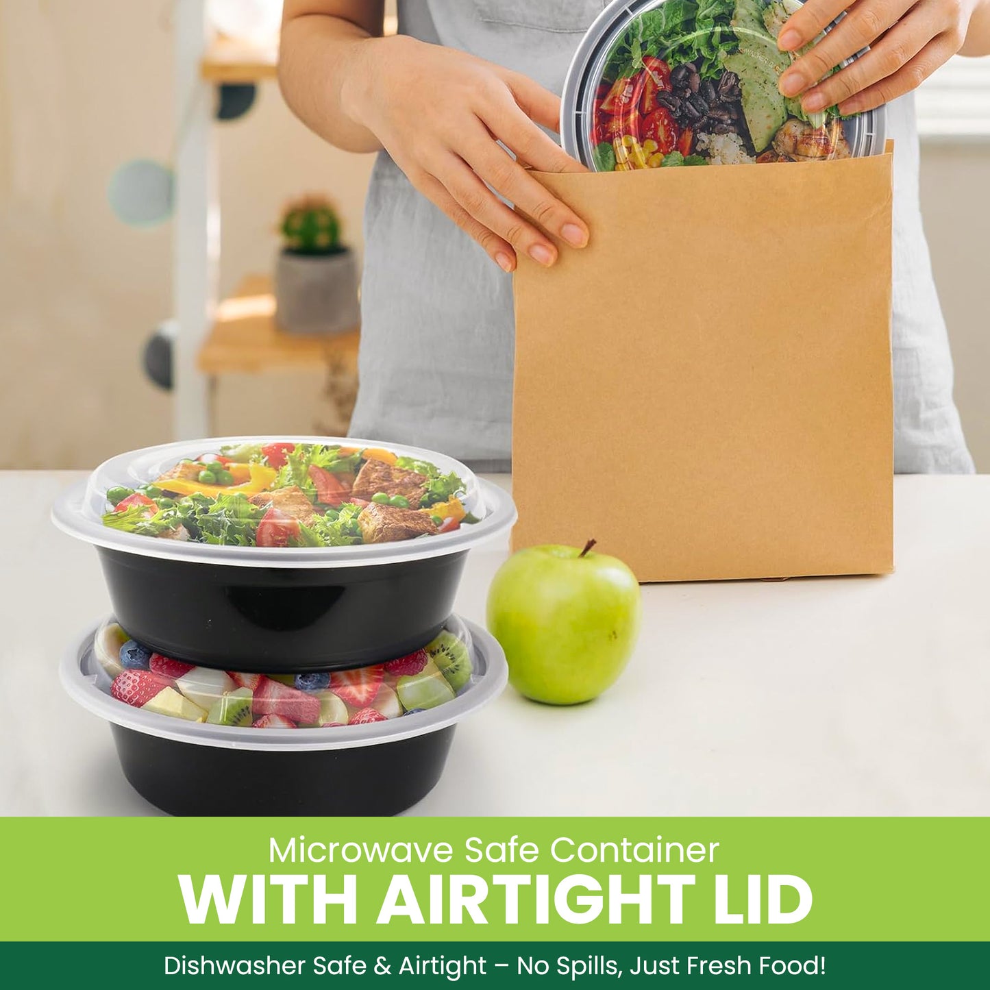 16oz Black Base Container- Set of 5