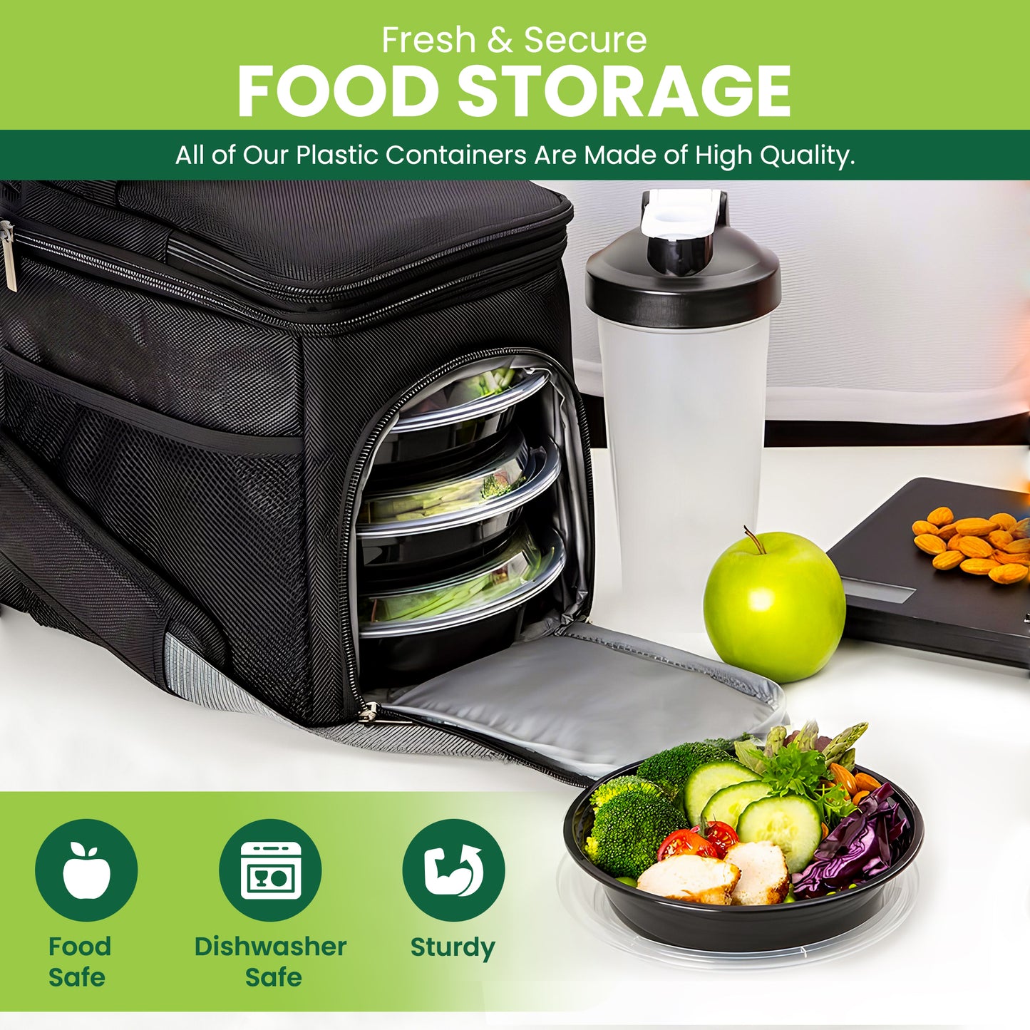 16oz Black Base Container- Set of 5