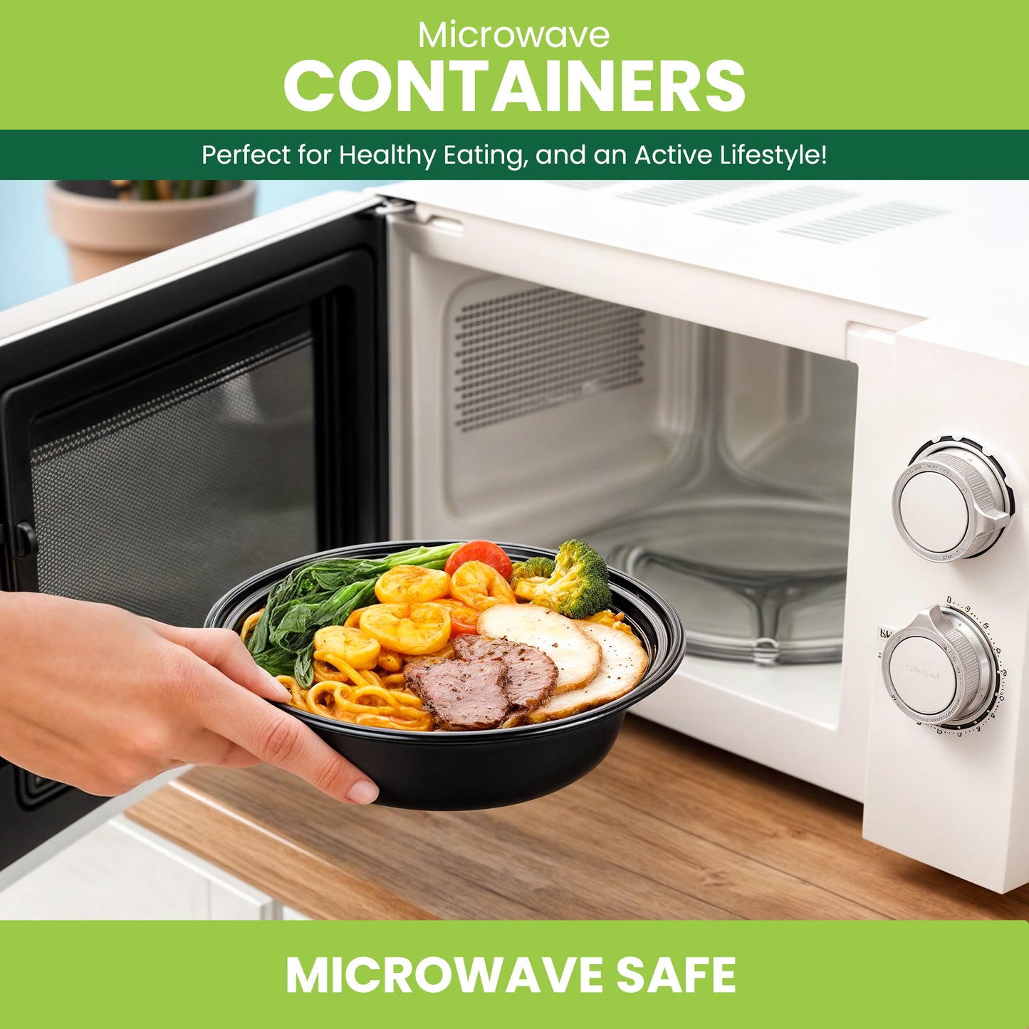 16oz Black Base Container- Set of 5