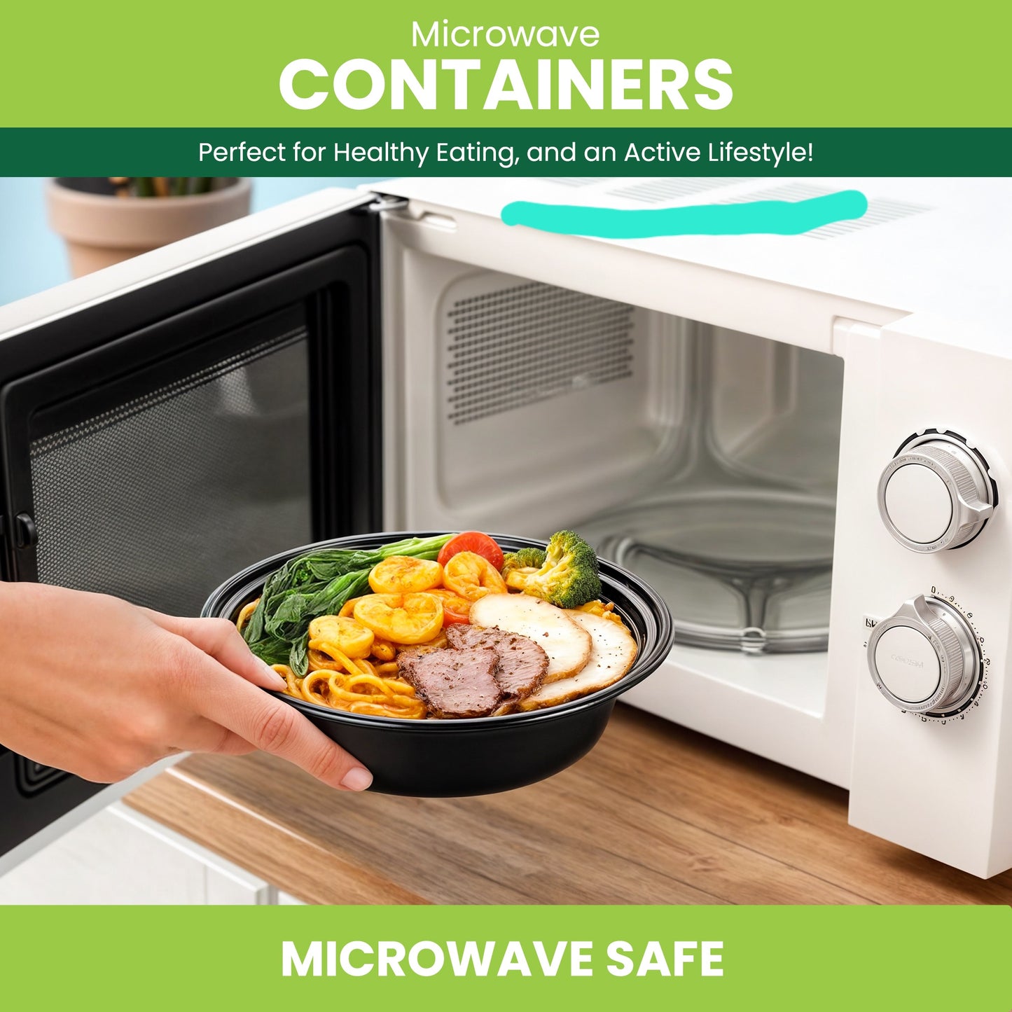 24oz Black Base Container- Set of 5