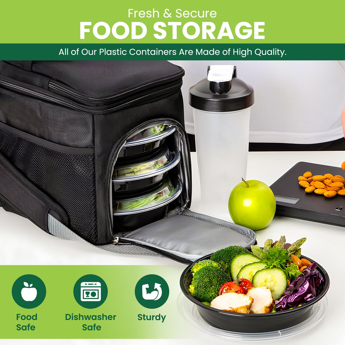 52oz Black base container- pack of 5