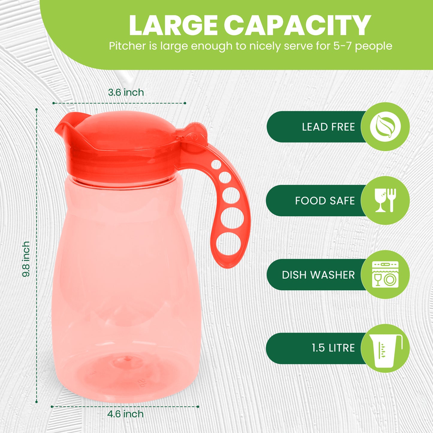 Red 1.5L Citrus jug with handle
