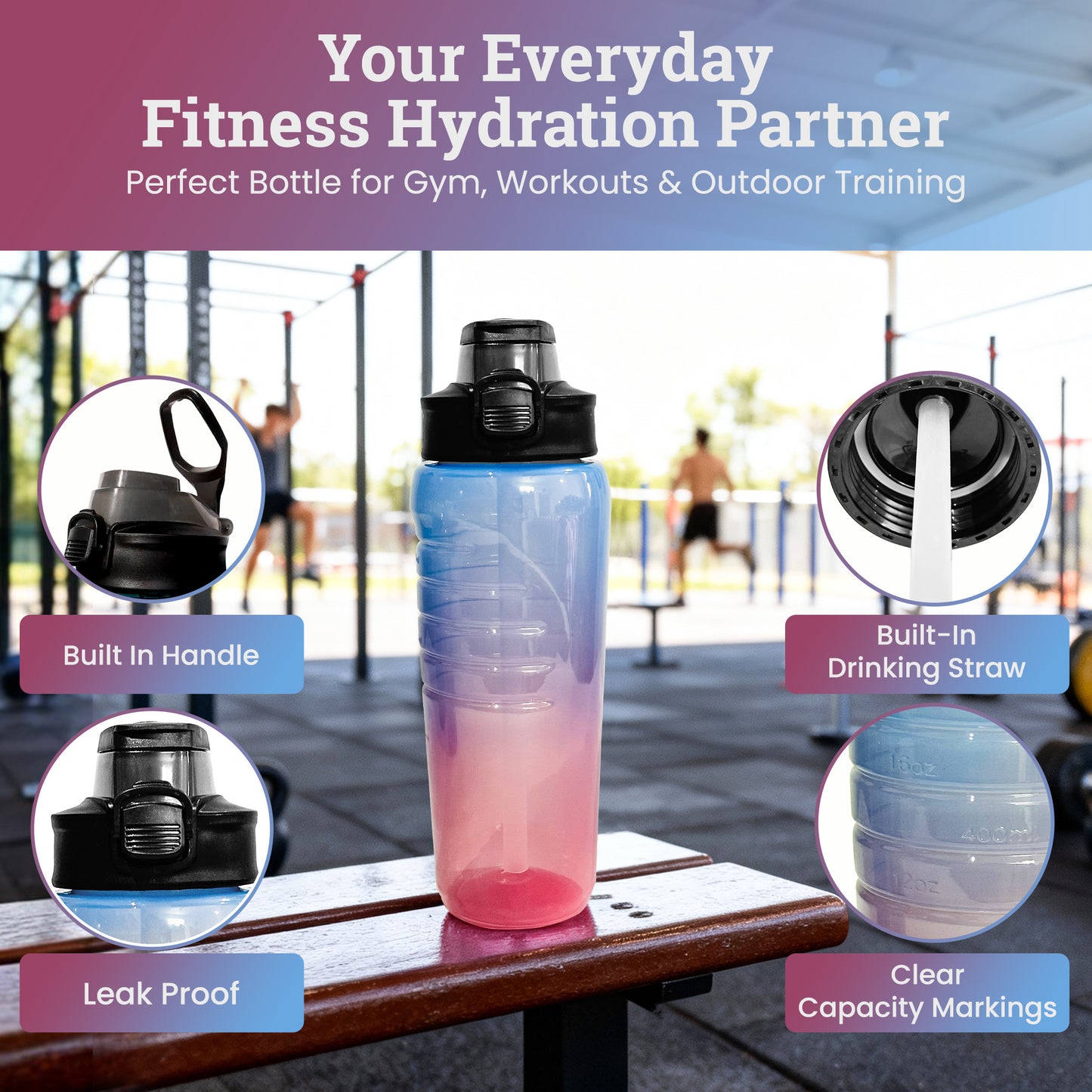 Fusion Sports Bottle 700 ml (Blue + Pink)