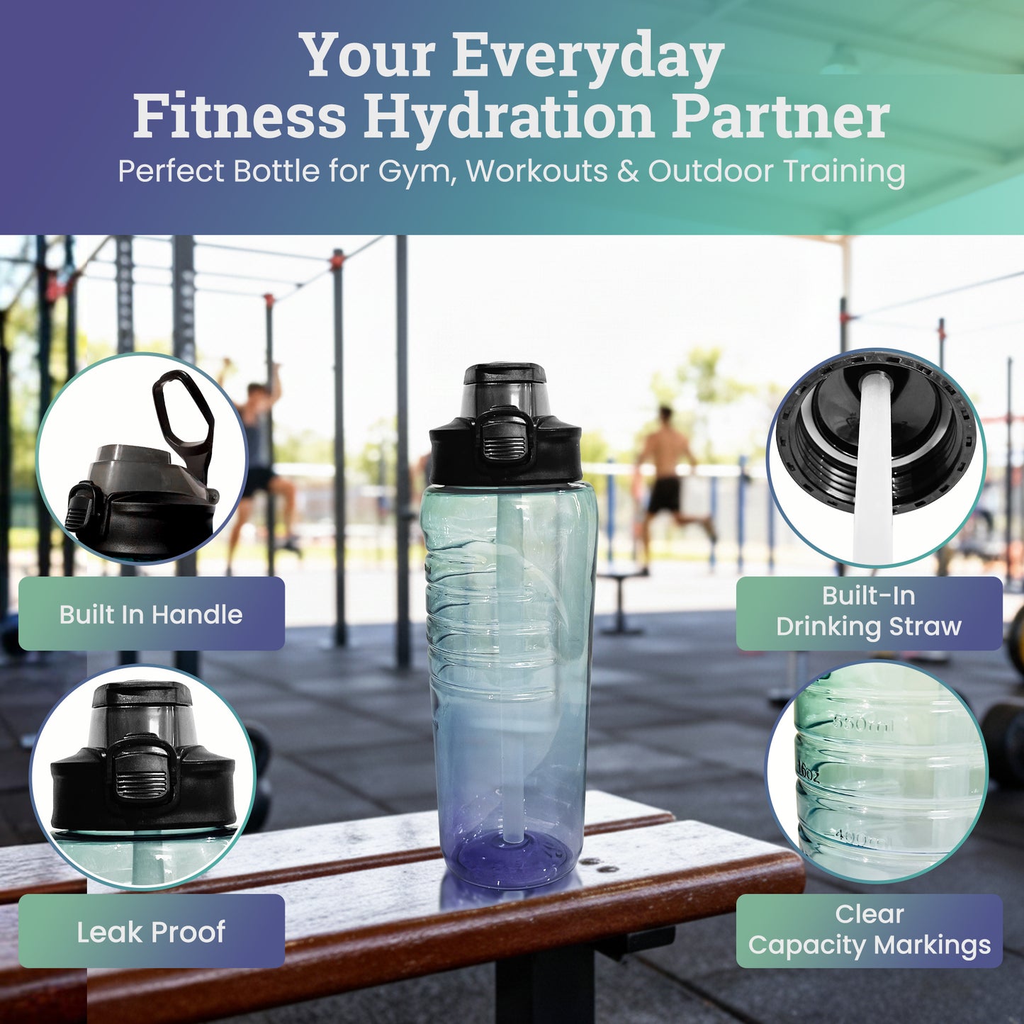 Fusion Sports Bottle 700 ml (Green + Purple)