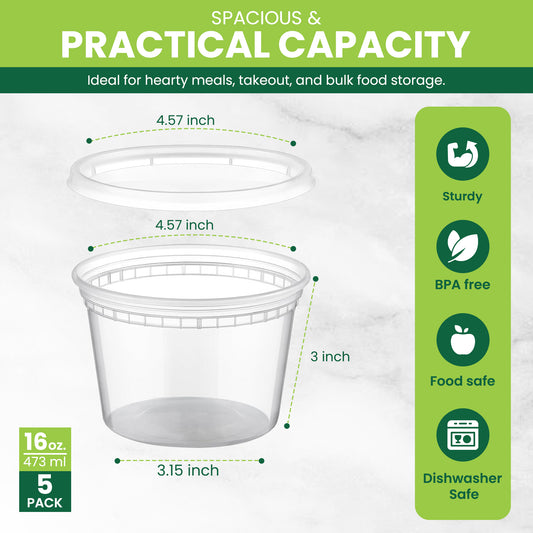 16oz Clear Deli Container Pack of 5