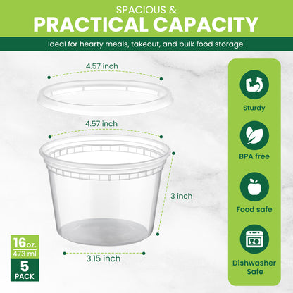 16oz Clear Deli Container Pack of 5