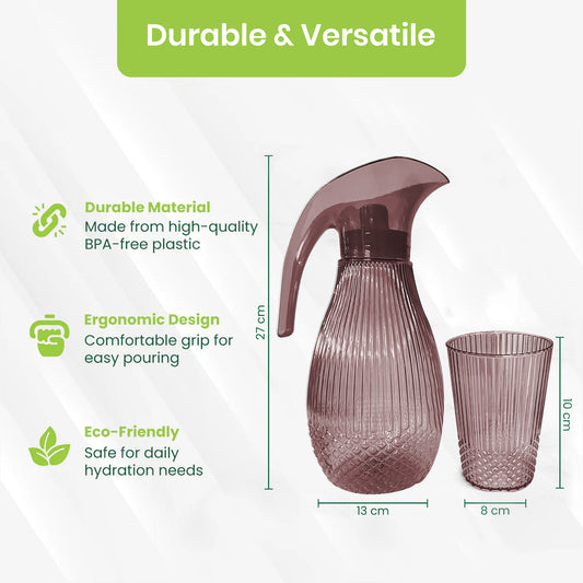 Purple Pineapple Plastic Jug 1.5L 7pcs set ( 1 jug and 6 tumblers)