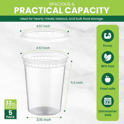 32oz Clear Deli Container Pack of 5
