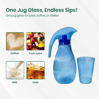 Blue Pineapple Plastic Jug 1.5L 7pcs set ( 1 jug and 6 tumblers)