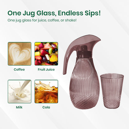 Purple Pineapple Plastic Jug 1.5L 7pcs set ( 1 jug and 6 tumblers)