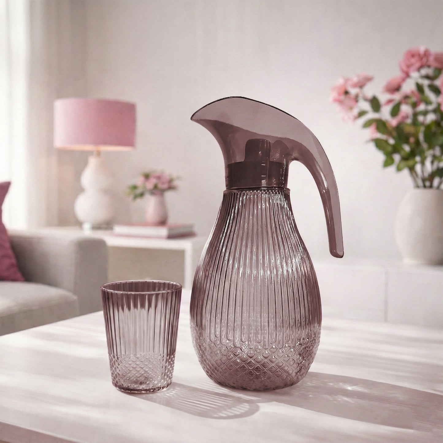 Purple Pineapple Plastic Jug 1.5L 7pcs set ( 1 jug and 6 tumblers)