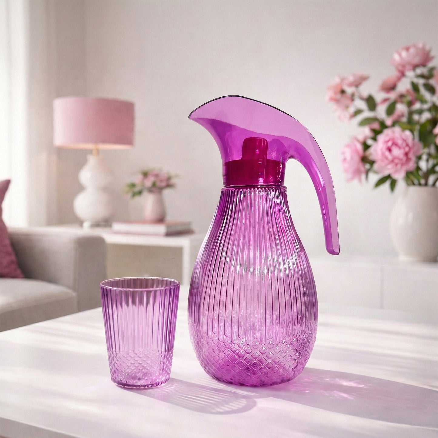 Pink Pineapple Plastic Jug 1.5L 7pcs set ( 1 jug and 6 tumblers)