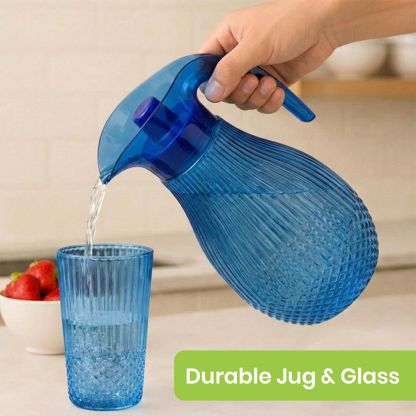Blue Pineapple Plastic Jug 1.5L 7pcs set ( 1 jug and 6 tumblers)
