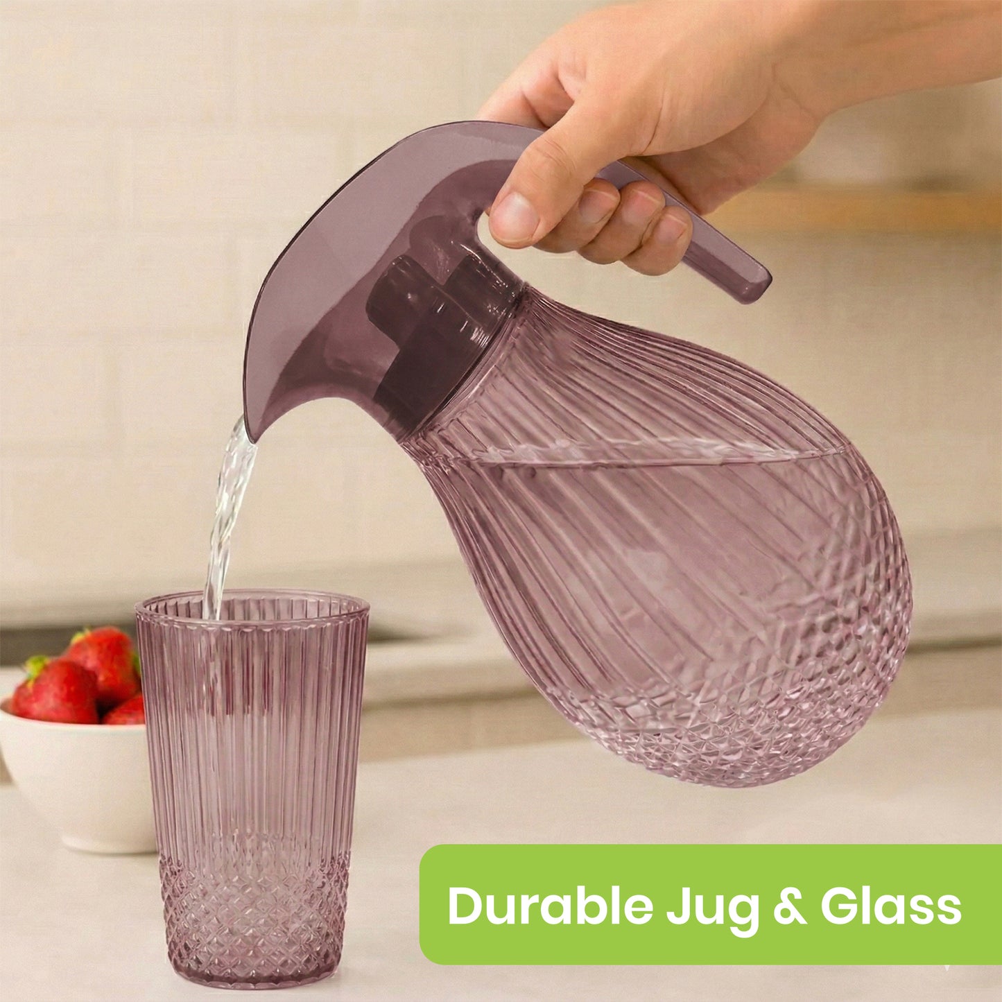 Purple Pineapple Plastic Jug 1.5L 7pcs set ( 1 jug and 6 tumblers)