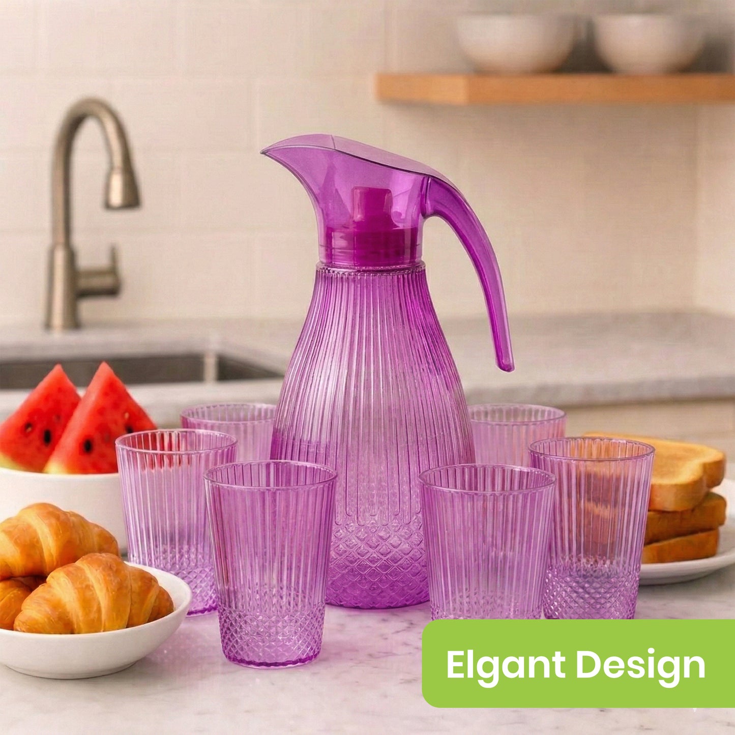 Pink Pineapple Plastic Jug 1.5L 7pcs set ( 1 jug and 6 tumblers)