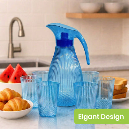 Blue Pineapple Plastic Jug 1.5L 7pcs set ( 1 jug and 6 tumblers)