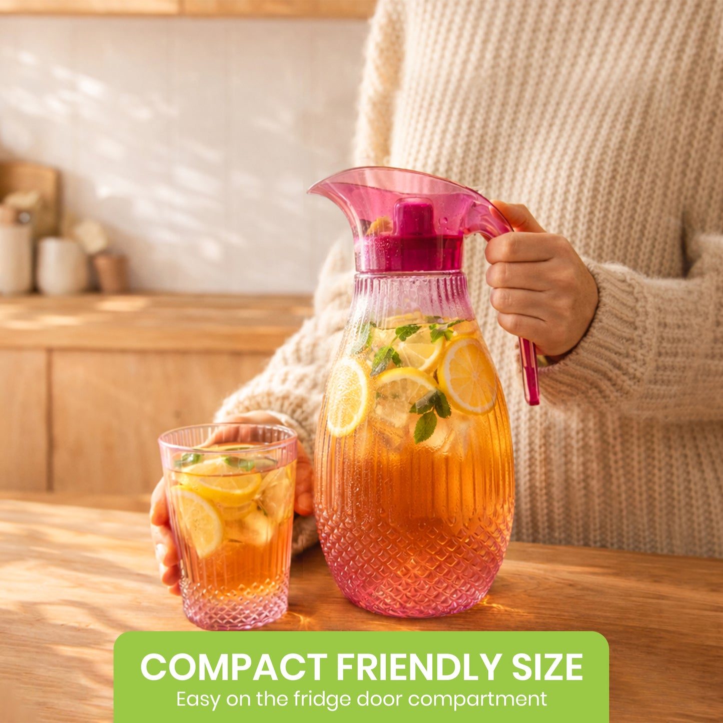 Pink Pineapple Plastic Jug 1.5L 7pcs set ( 1 jug and 6 tumblers)