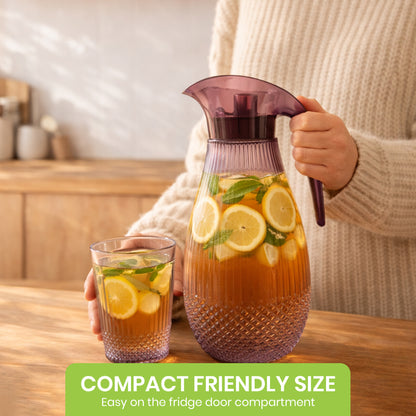 Purple Pineapple Plastic Jug 1.5L 7pcs set ( 1 jug and 6 tumblers)