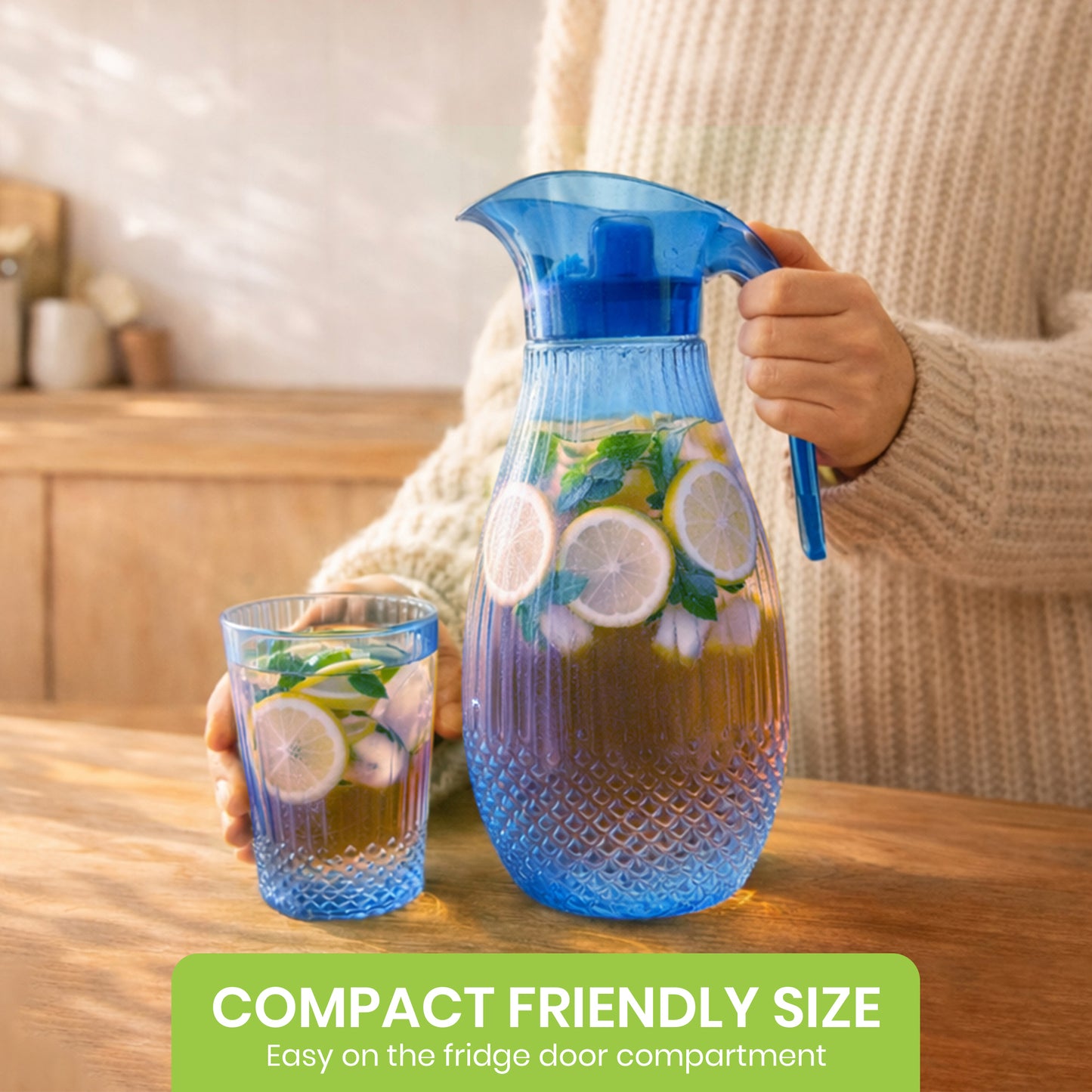 Blue Pineapple Plastic Jug 1.5L 7pcs set ( 1 jug and 6 tumblers)