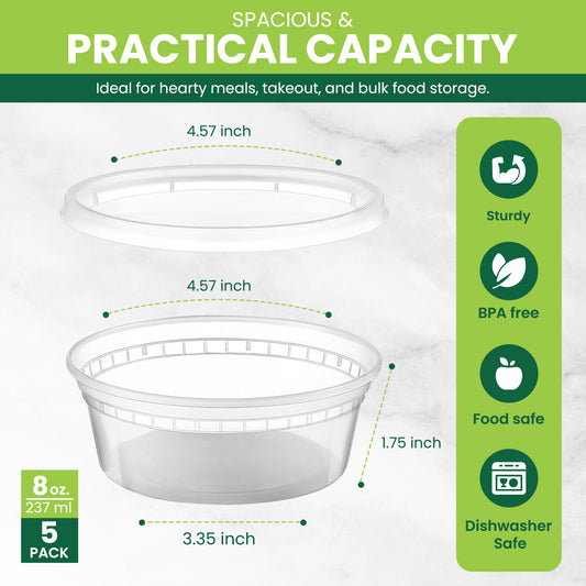 8oz Clear Deli Container Pack of 5